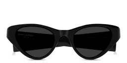 Shop SAINT LAURENT YSL Detail Cat-Eye Sunglasses in Black online.