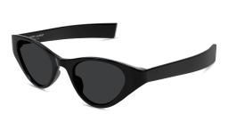 Shop SAINT LAURENT YSL Detail Cat-Eye Sunglasses in Black online.