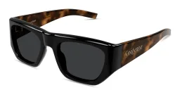 Shop SAINT LAURENT Vintage Logo Square Sunglasses in Black online.