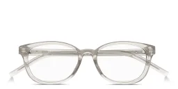 Shop SAINT LAURENT Monogram Hinge Square Eyeglasses in Beige online.