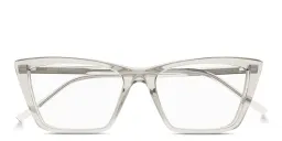 Shop SAINT LAURENT SL 737 Mica Thin Opt Rectangle Eyeglasses in Beige online.