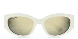 Shop BALENCIAGA BB Logo Oval Sunglasses in Ivory online.