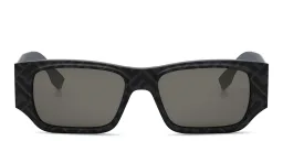 Shop FENDI FF Squared Grey Rectangular Sunglasses in Grey online.
