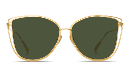 Shop LINDA FARROW Dinah Oversized Cat-Eye Sunglasses in Yellow Gold online.