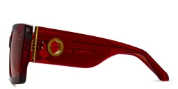 Shop LINDA FARROW Nieve Rectangle Sunglasses in Transparent Red online.