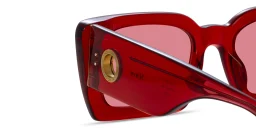 Shop LINDA FARROW Nieve Rectangle Sunglasses in Transparent Red online.