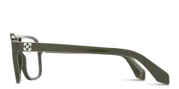 Shop OFF WHITE Arrows Logo Unisex Wide Aviator Eyeglasses in Green online.