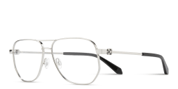 Shop OFF WHITE Arrows Logo Unisex Wide Aviator Eyeglasses in Silver online.