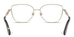 Shop BURBERRY Logo-Engraved Cat-Eye Eyeglasses in Light Gold online.