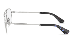 Shop BURBERRY Metal Logo Wide Rectangle Eyeglasses in Silver online.