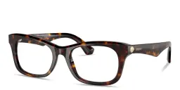 Shop BURBERRY Shield Hinge Rectangle Eyeglasses in Dark Havana online.
