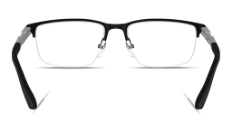 Shop Emporio Armani Eagle Logo Half-Rim Wide Rectangle Eyeglasses in Black online.