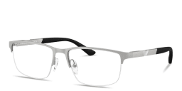 Shop Emporio Armani Modern Half-Rim Wide Rectangle Eyeglasses in Matte Silver online.