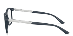 Shop Emporio Armani Modern Pillow Eyeglasses in Matte Dark Blue online.