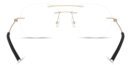 Shop Moncler Logo Signature Unisex Wide Rimless Irregular Eyeglasses in Matte Gold online.
