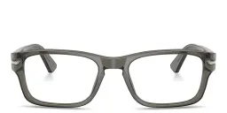 Shop PERSOL Arrow Emblem Rectangle Eyeglasses in Smoke online.