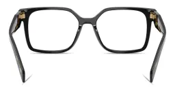 Shop PRADA Logo Signature Rectangle Eyeglasses in Shiny Black online.