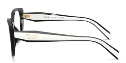 Shop PRADA Logo Signature Cat-Eye Eyeglasses in Black online.