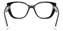Shop PRADA Logo Signature Cat-Eye Eyeglasses in Black online.