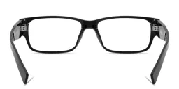 Shop PRADA Logo Lettering Wide Rectangle Eyeglasses in Black online.