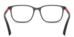 Shop Prada Linea Rossa Logo Lettering Pillow Eyeglasses in Transparent Grey online.