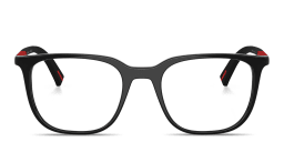 Shop Prada Linea Rossa Logo Signature Pillow Eyeglasses in Black online.