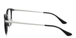 Shop Ray-Ban Logo-Engraved Unisex Square Eyeglasses in Black On Silver online.