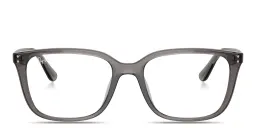 Shop Ray-Ban Embossed Logo Unisex Wide Square Eyeglasses in Transparent Opal Grey online.