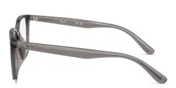 Shop Ray-Ban Embossed Logo Unisex Wide Square Eyeglasses in Transparent Opal Grey online.