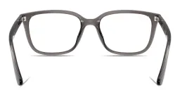 Shop Ray-Ban Embossed Logo Unisex Wide Square Eyeglasses in Transparent Opal Grey online.