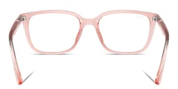 Shop Ray-Ban Embossed Logo Unisex Wide Square Eyeglasses in Transparent Light Pink online.