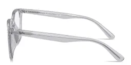Shop Ray-Ban Embossed Logo Unisex Wide Square Eyeglasses in Transparent Light Grey online.
