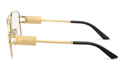 Shop VERSACE Damier Plaque Wide Irregular Eyeglasses in Gold online.