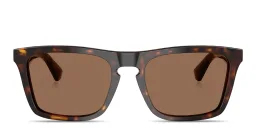 Shop BURBERRY Logo Print Square Sunglasses in Havana online.