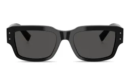 Shop Dolce & Gabbana Engraved Logo Square Sunglasses in Black online.