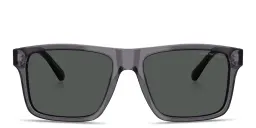 Shop Emporio Armani Essential Leisure Square Sunglasses in Transparent Dark Grey online.