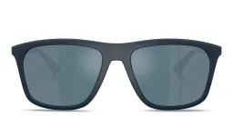 Shop Emporio Armani Eagle Logo Square Sunglasses in Matte Dark Blue online.