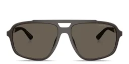 Shop Emporio Armani Eagle Logo Pilot Sunglasses in Dark Brown online.