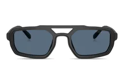 Shop Emporio Armani Logo Signature Irregular Sunglasses in Black online.
