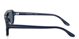 Shop Emporio Armani Logo Signature Irregular Sunglasses in Opal Blue online.