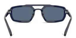 Shop Emporio Armani Logo Signature Irregular Sunglasses in Opal Blue online.