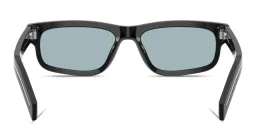 Shop PRADA Engraved Logo Rectangle Sunglasses in Black online.