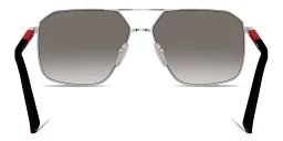 Shop Prada Linea Rossa Logo Signature Irregular Sunglasses in Silver online.