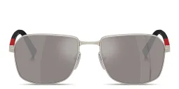 Shop Prada Linea Rossa Logo Signature Rectangle Sunglasses in Beige online.