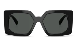 Shop VERSACE Medusa Biggie Maxi Oversized Square Sunglasses in Black online.