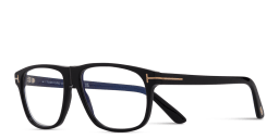 Shop TOM FORD T Motif Wide Pilot Eyeglasses in Shiny Black online.