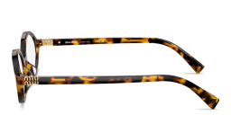 Shop MIU MIU Vertical Logo Oval Eyeglasses in Havana online.