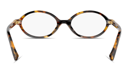 Shop MIU MIU Vertical Logo Oval Eyeglasses in Havana online.