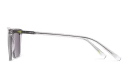 Shop EYE'M Rectangle Sunglasses in Grey Transparent online.