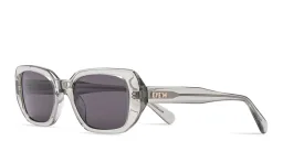 Shop EYE'M Rectangle Sunglasses in Transparent Olive online.